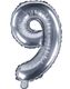 Talet 9 - Silverfärgad 41 cm Liten Folieballong