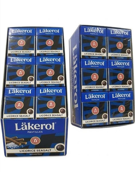48 St Läkerol Sugarfree Licorice Seasalt / Lakrits Sockerfria Pastiller med Havssaltsmak - Hel Kartong 1200 Gram
