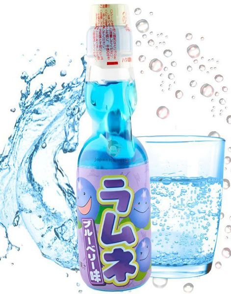 Hata Ramune Blueberry - Brus med Blåbærsmak 200 ml (Japan Import)