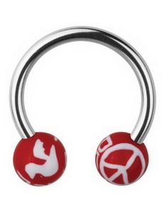 Peace Ögonbrynspiercing - Röd - 1.2 x 10 mm