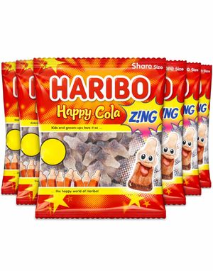 12 st Haribo Happy Cola Z!NG - Fizzy Vingummi Colaflaskor - Hela Lådan 1,68 kg
