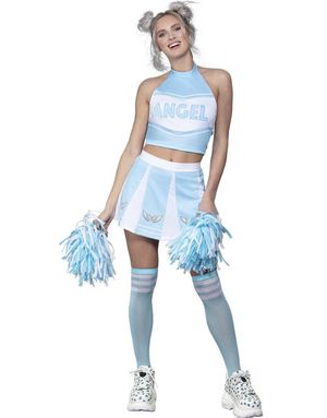 Ängel - blå och vit cheerleader kostym för kvinnor