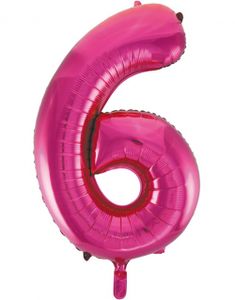Talet 6 - Rosa JUMBO Folieballong 86 cm
