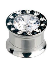 Piercing Plugg med Diamant & Små Svarta & Vita Stenar