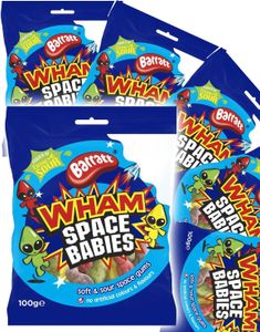 12 st Barratt Wham Space Babies - Jättesurt Skumgodis Med Fruktsmaker - Hela Lådan 1,2 kg