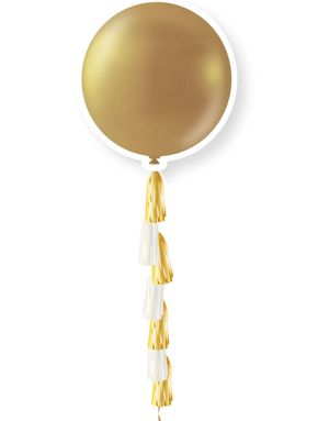 1 stk 91 cm - Guldfärgad Metallisk Ballong med Ballongsvans 