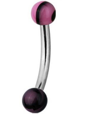 Magic Pink and Black Stone - 1.2 x 8 mm Ögonbrynspiercing
