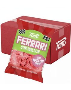 30 st Toms Ferrari Sur Hallon - Bilformade Vingummibitar med Sur Hallonsmak - Hela Låda 3,6 kg