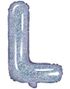 Silverfärgade Holografiska Bokstavsballonger A-Z - 35 cm