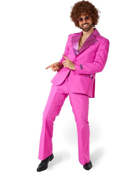 Rosa Disco Dress med Paljettdetaljer til Herre - Suitmeister