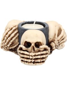 Hear No Evil See No Evil - Skelett Teljushållare 11 cm