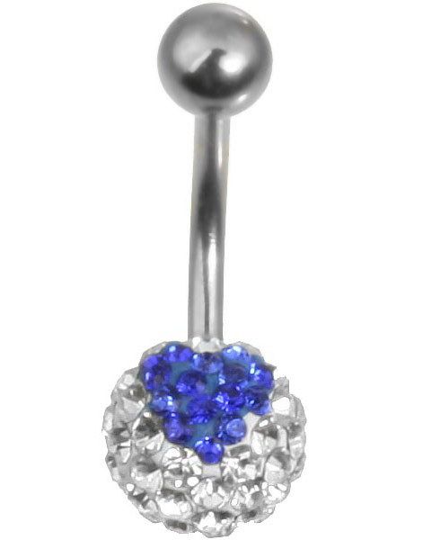 Sparkling Heart Navelpiercing - Vit/Blå