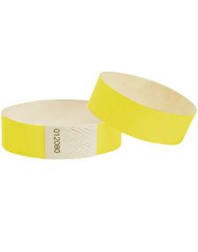 1000 stk Nummererte Tyvek Festivalarmbånd / Entrearmbånd - Gul