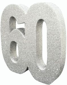 Silverfärgad Glittrande 60 År Bordsdekoration 20 cm