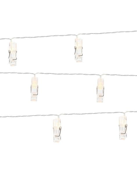 Ljusslinga med 10 LED Klädnypor 140 cm