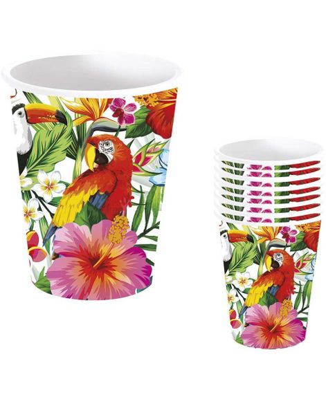 6 stk Pappkrus med Hawaii Motiver 240 ml 