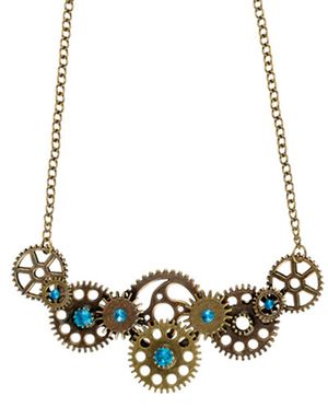 Steampunk Kugghjulssmycke med Turkosa Stenar