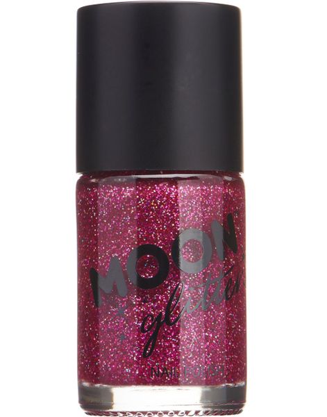 Magenta Nagellack med Holografiskt Glitter
