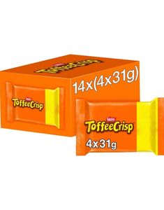 14 St 4-Packs Nestle Toffee Crisp - Toffeefyllda Chokladbitar Med Crisp - Hel Låda 1,73 Kg