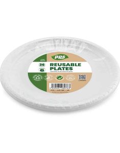 6 stk Store Hvite Gjenbrukbare Plastikktallerkener 26 cm