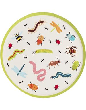8 stk Papptallerkener med Insektmotiv 24 cm - Bug Party