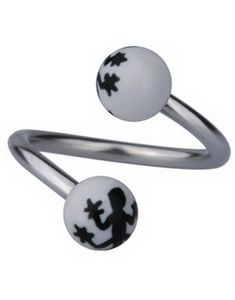 Ögonbrynspiercing med Salamander - Vit/Svart - 1.2 x 10 mm