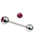 Fin Tungpiercing med Mörk Rosa Sten