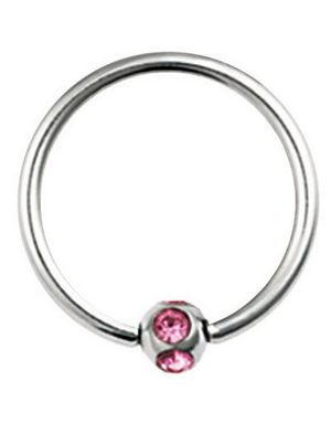 BCR Piercing med Rund Kula och Rosa Stenar
