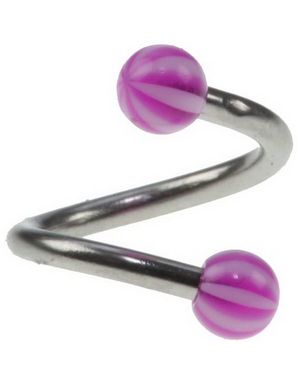 Curve Ögonbrynspiercing med Lila och Vita Kulor - 1.2 x 8 mm
