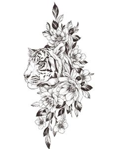 Flower Tiger (Fake Tattoo)