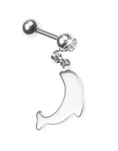 Tragus/Helix med Hängande Delfin & Klar Sten
