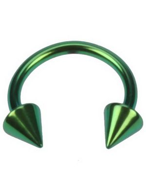 Rund Grön Ögonbrynspiercing med Spike Kulor 1.6 x 12 mm (piercing)