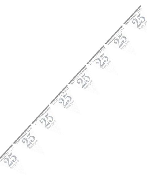 Silverfärgad 25th Happy Years Vimpelbanner 4 meter
