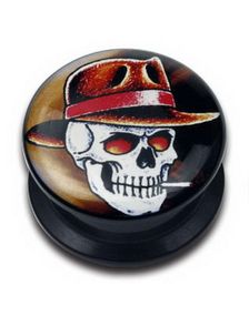 Gangster Skull - Svart Piercing Plugg