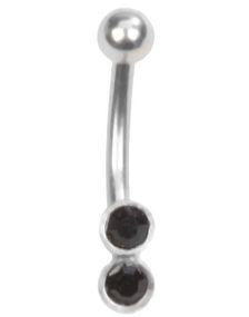 Two Stones - Ögonbrynspiercing med Svarta Stenar - 1.2 x 8 mm