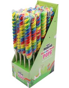 24 stk Candy Realms Rainbow Twist Lollipop - Regnbuefarget Spiralformet Kjærlighet på Pinne 1,92 kg