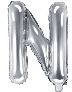 Bokstaven N - Silverfärgad 35 cm Folieballong