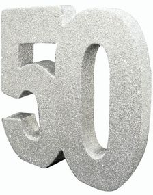 Silverfärgad Glittrande 50 År Bordsdekoration 20 cm