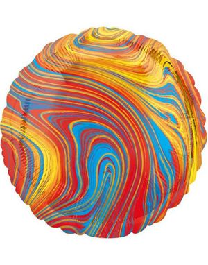 Rød, blå og Gullfarget Marble Folieballong 38 cm