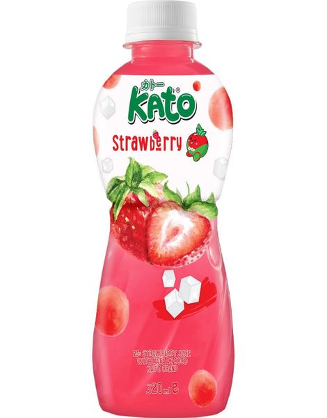 Kato Fruit Juice Nata De Coco Strawberry - Juice med Jordbærsmak og Kokosgelebiter 320 ml (Thailand)