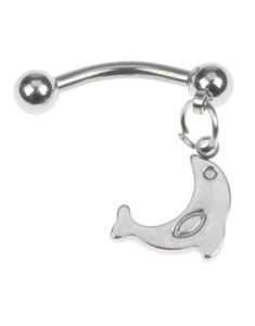 Banan Ögonbrynspiercing med Hängande Delfin - 1,2 x 9 mm