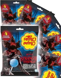 12 stk Chupa Chups Stranger Things Lollipop 4 Mystery Flavours - Kærligheder med 4 Forskellige Smage - Hel Kasse 1,44 kg