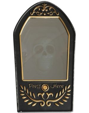 Dørvokter med Hodeskalle, Evighetsspeil, Lys og Lyd 11x19 cm