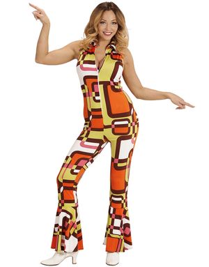 70-tals Retro Rutor Jumpsuit-dräkt