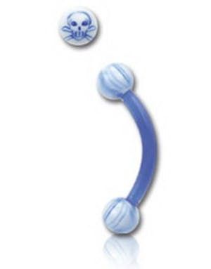 Skull Blue - 1.2 x 8 mm Ögonbrynspiercing