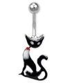 Stilig Navelpiercing med Svart Katt och Rörliga Leder