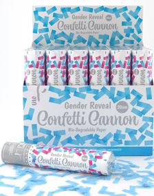 1 st Small Gender Reveal Confetti Cannon med rosa konfetti - Pojke 20cm (biologiskt nedbrytbar)