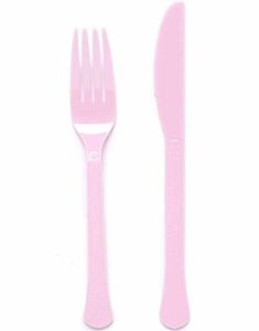 24 Delers Gjenbrukbart Lys Rosa Plastbestikk