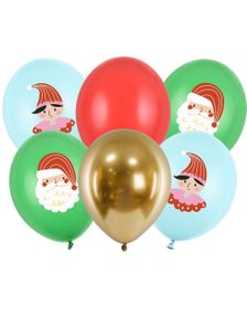 6 stk 30 cm Ballonger - Ballongbukett med Julemotiver