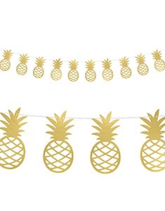 Guldfärgad Ananas Girlang 2 meter - Aloha Tropical